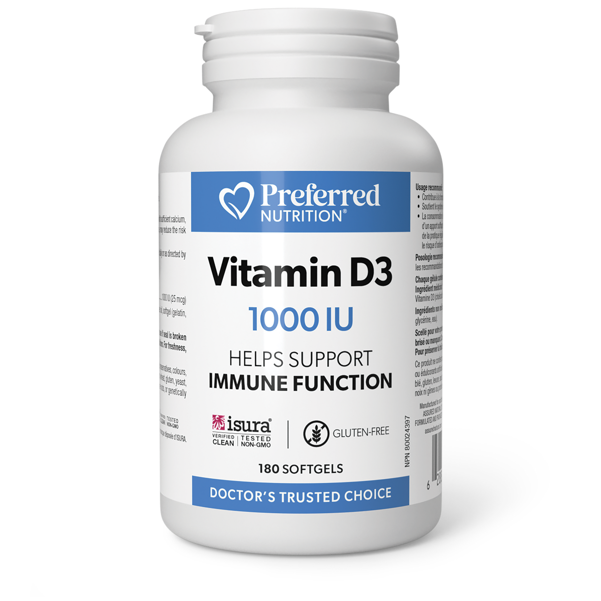 Preferred Nutrition® Vitamin D3 1000 IU 180 Softgels