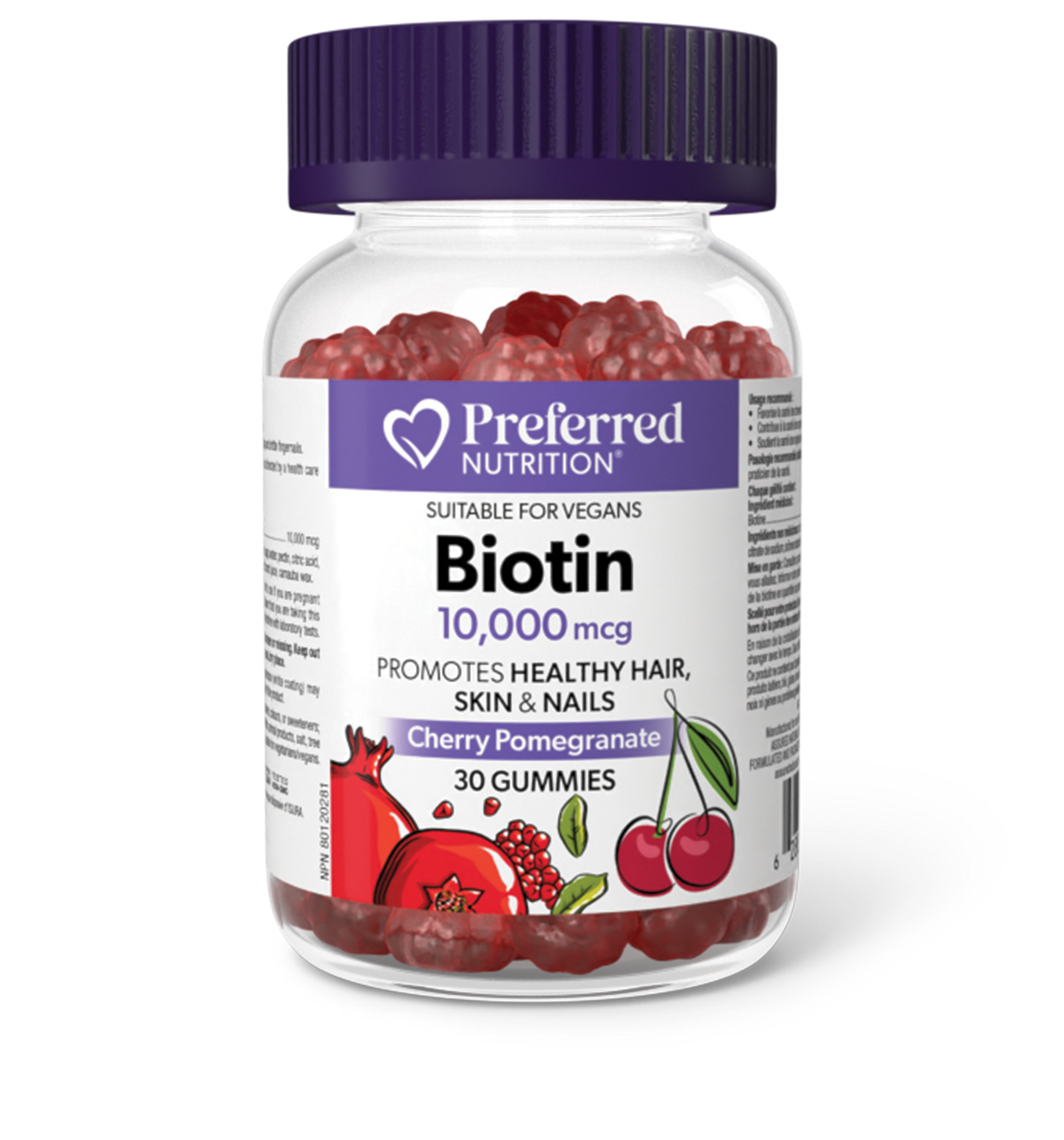 Preferred Nutrition® Biotin 10000 mcg 30 Gummies Cherry Pomegranate
