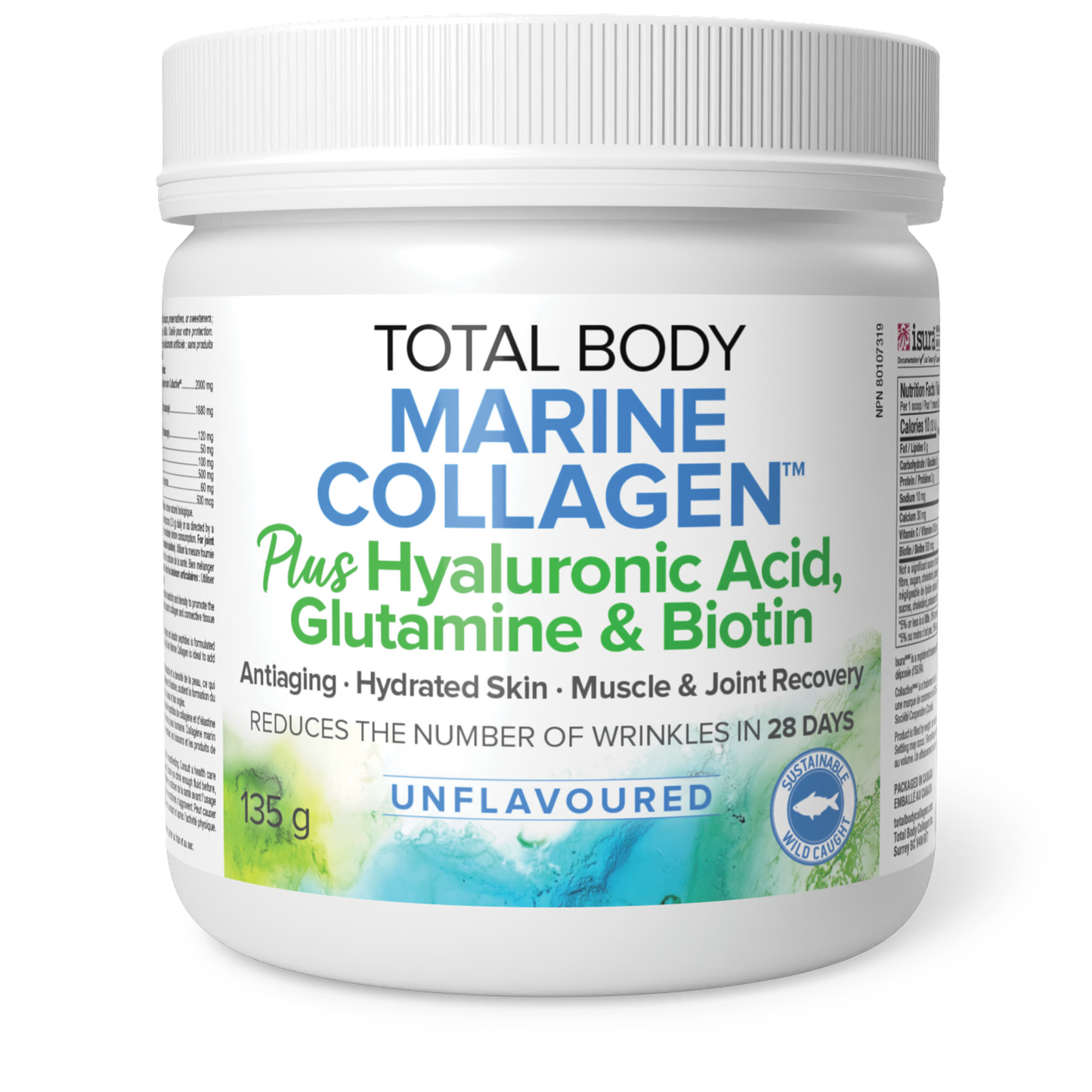 Total Body Collagen Total Body Marine Collagen Plus Hyaluronic Acid, Glutamine & Biotin Antiaging ∙ Hydrated Skin 2000 mg 135 g Powder Unflavoured