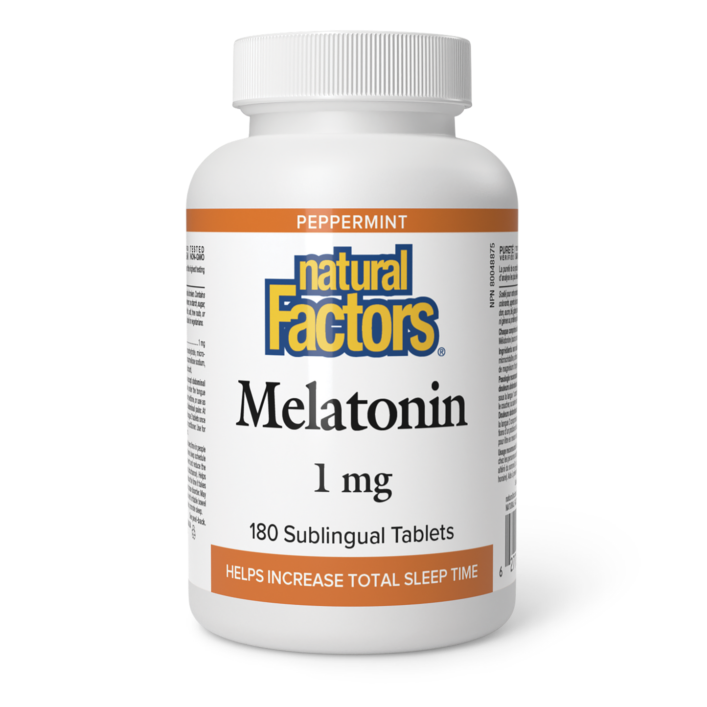 Natural Factors Melatonin 1 mg 180 Sublingual Tablets Peppermint