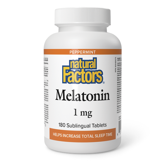 Natural Factors Melatonin 1 mg 180 Sublingual Tablets Peppermint