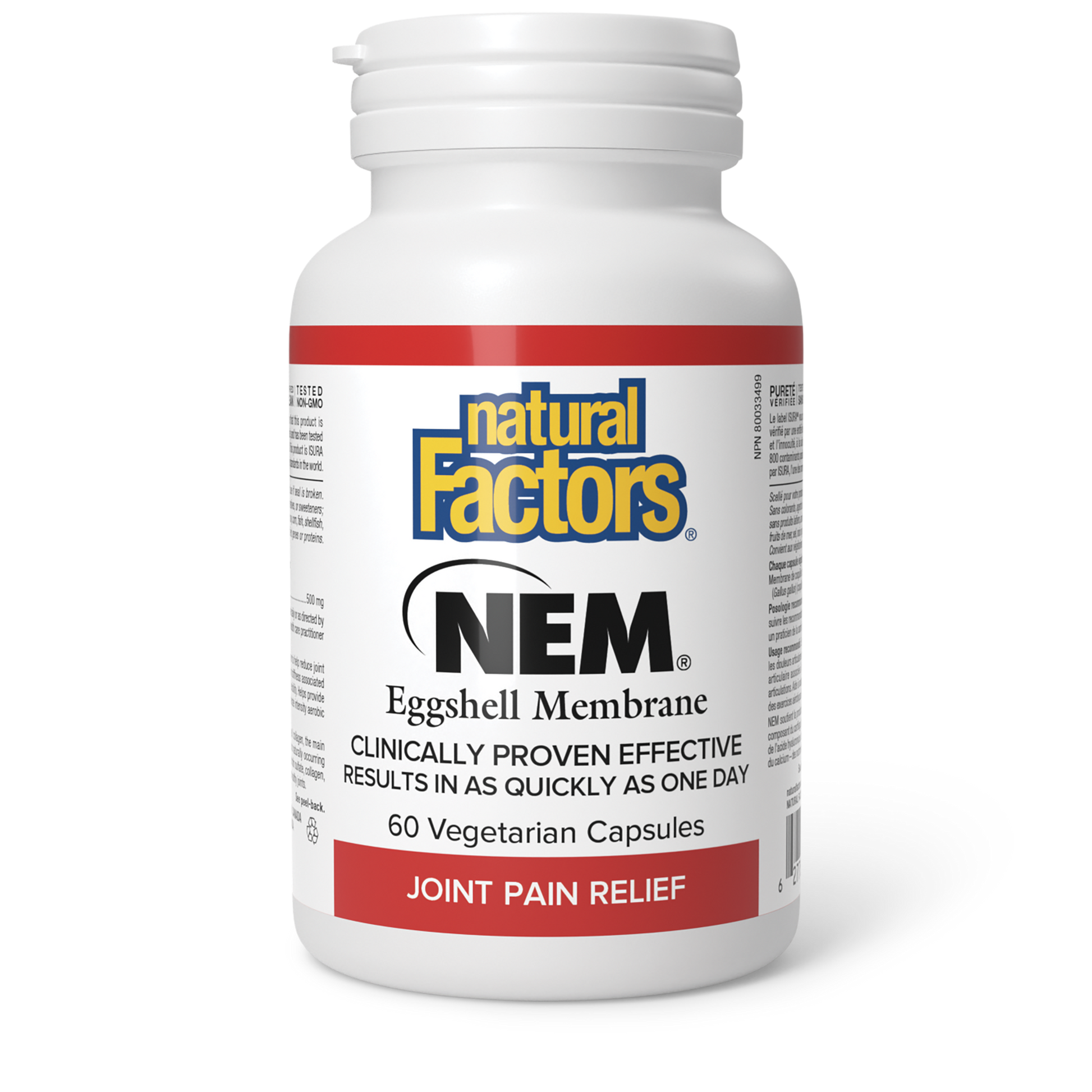 Natural Factors NEM® Eggshell Membrane 500 mg 60 Vegetarian Capsules