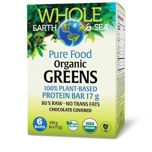 Whole Earth & Sea® Organic Greens Protein Bar 100% Plant-Based 17 g 6 Bars