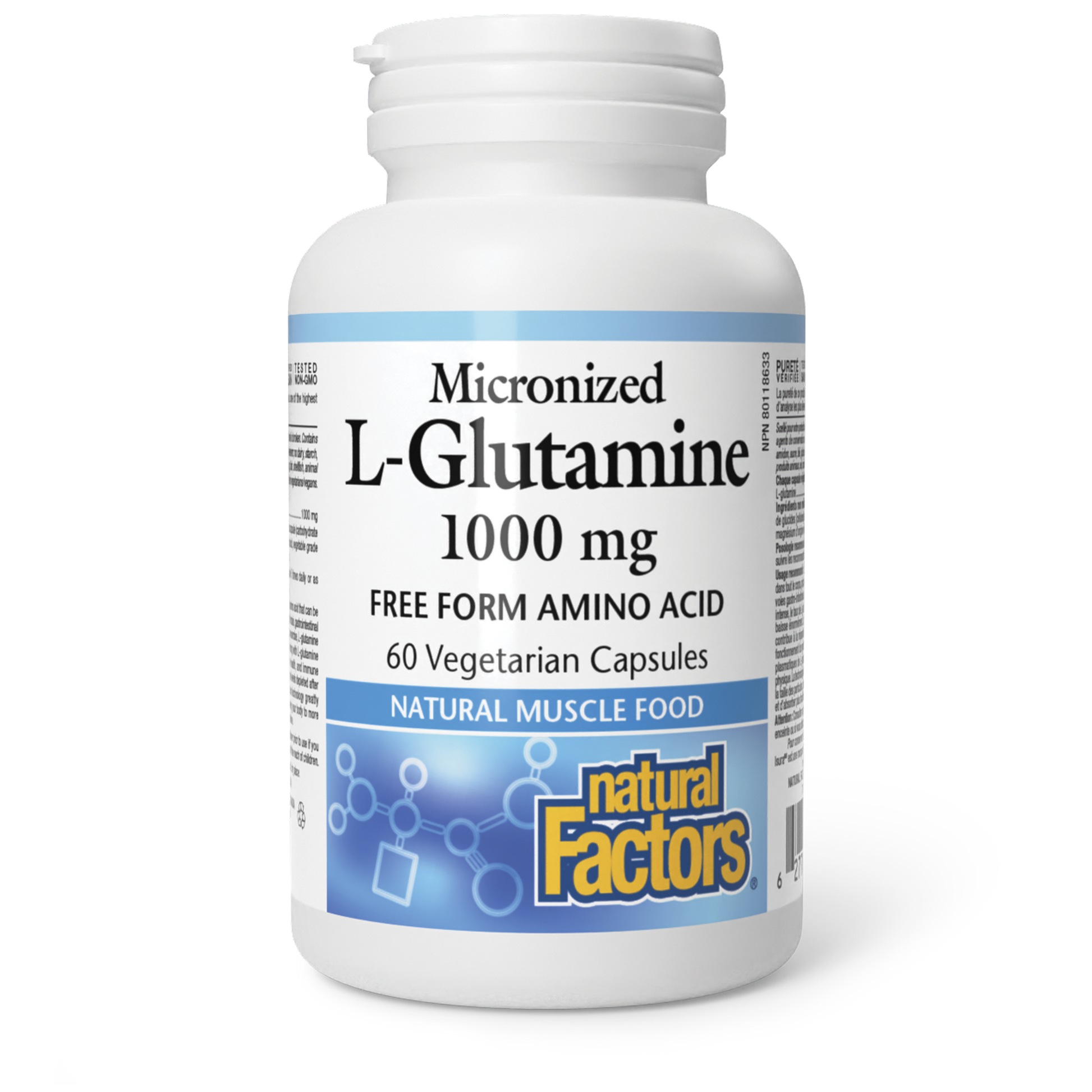 Natural Factors Micronized L-Glutamine 1000 mg 60 Vegetarian Capsules