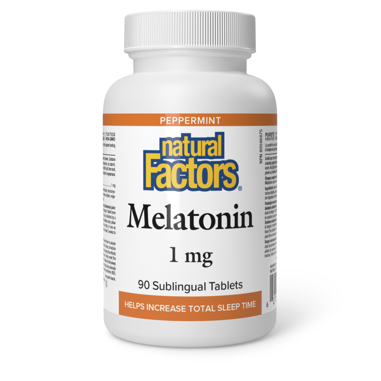 Natural Factors Melatonin 1 mg 90 Sublingual Tablets Peppermint