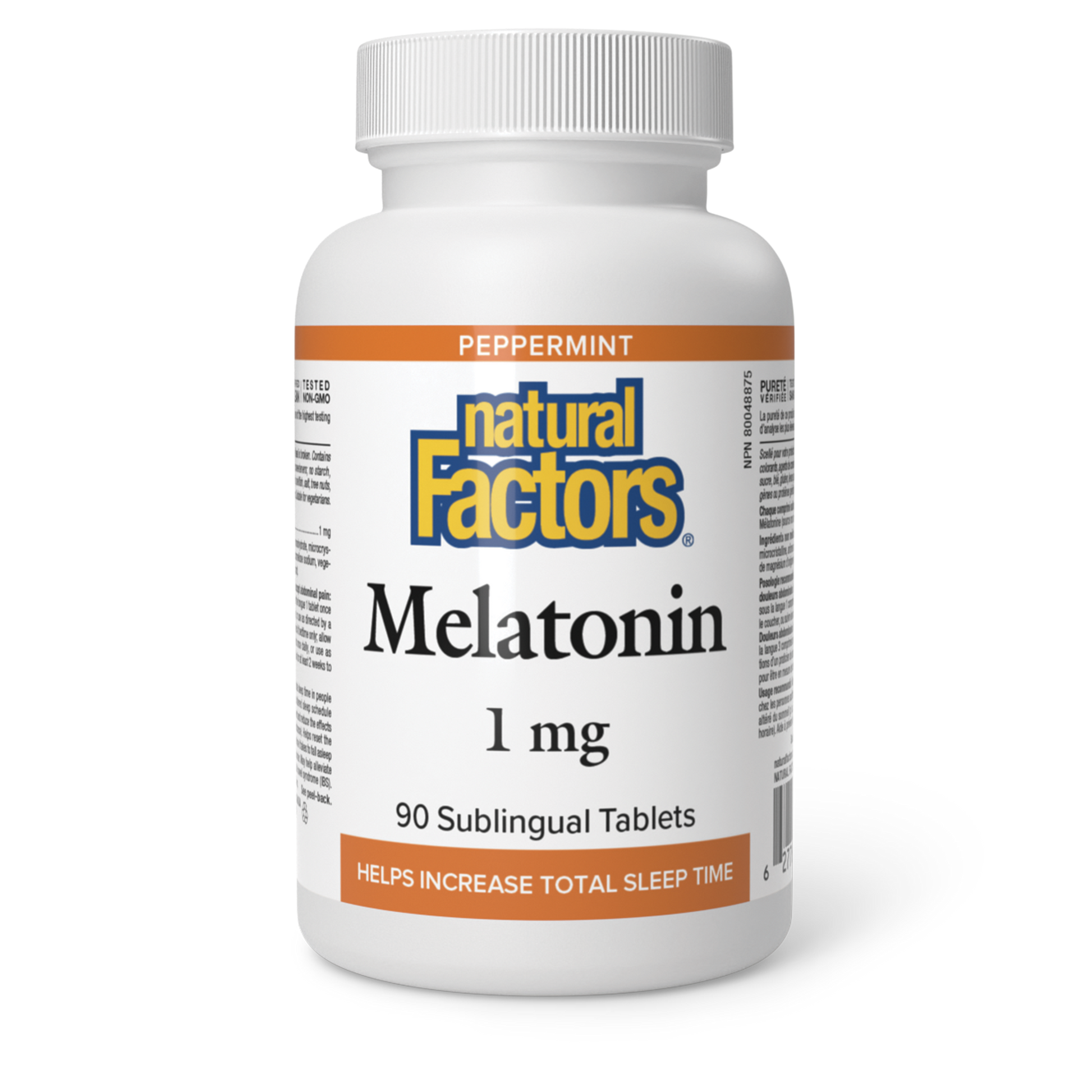 Natural Factors Melatonin 1 mg 90 Sublingual Tablets Peppermint