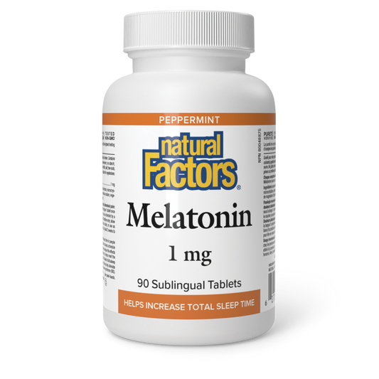 Natural Factors Melatonin 1 mg 90 Sublingual Tablets Peppermint