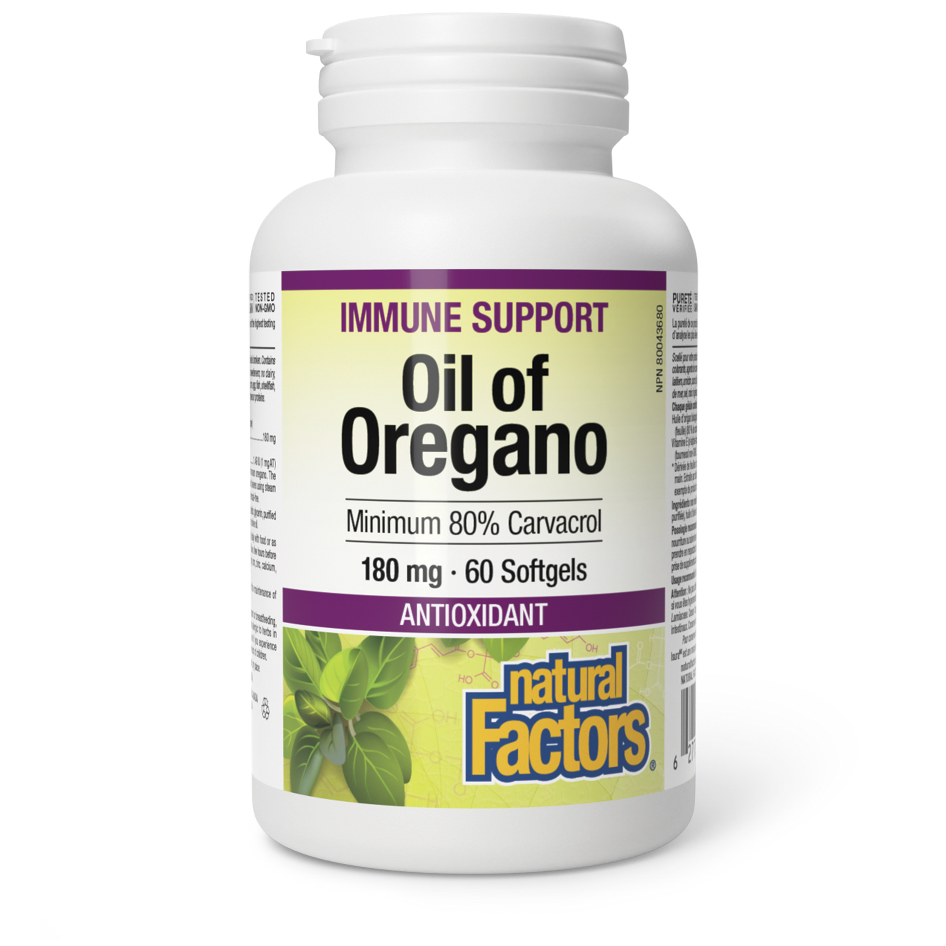 Natural Factors Oil of Oregano 180 mg 60 Softgels