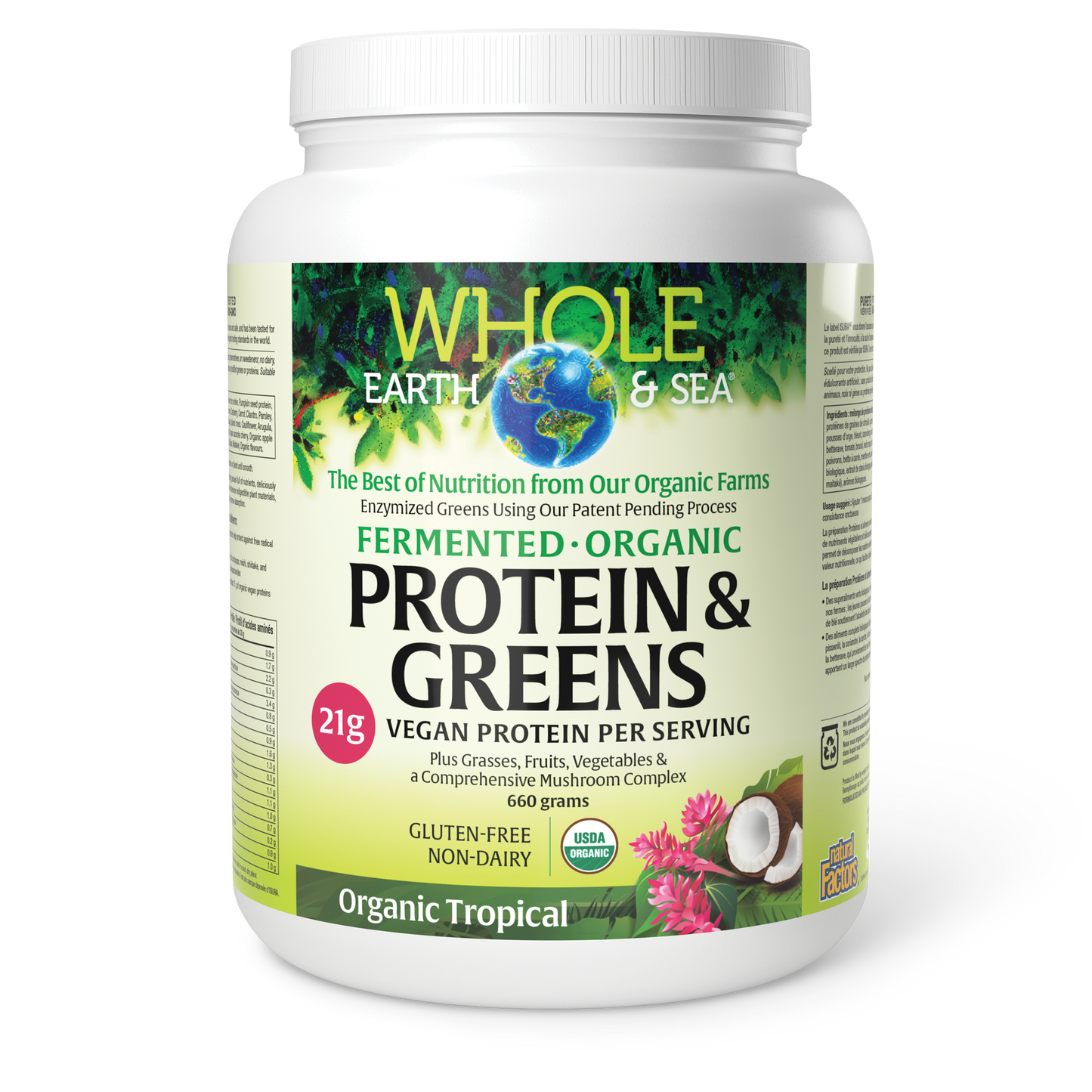 Whole Earth & Sea® Fermented Organic Protein & Greens 660 g Powder Organic Tropical