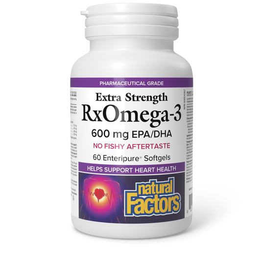Natural Factors RxOmega-3 Extra Strength 600 mg 60 Enteripure® Softgels