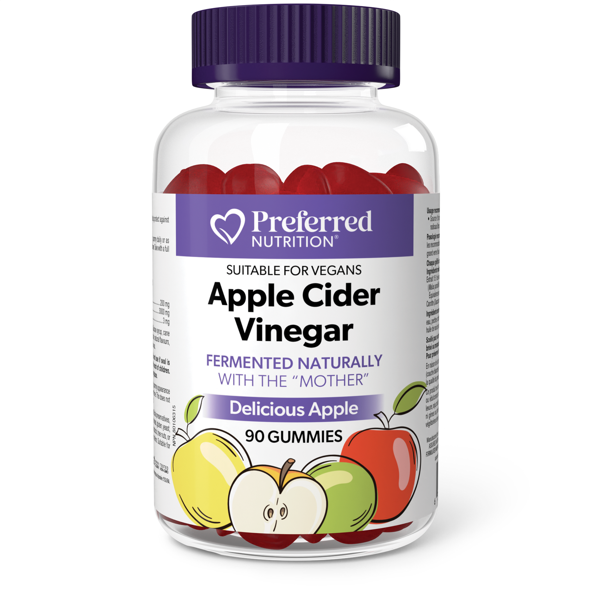 Preferred Nutrition® Apple Cider Vinegar 200 mg 90 Gummies Apple