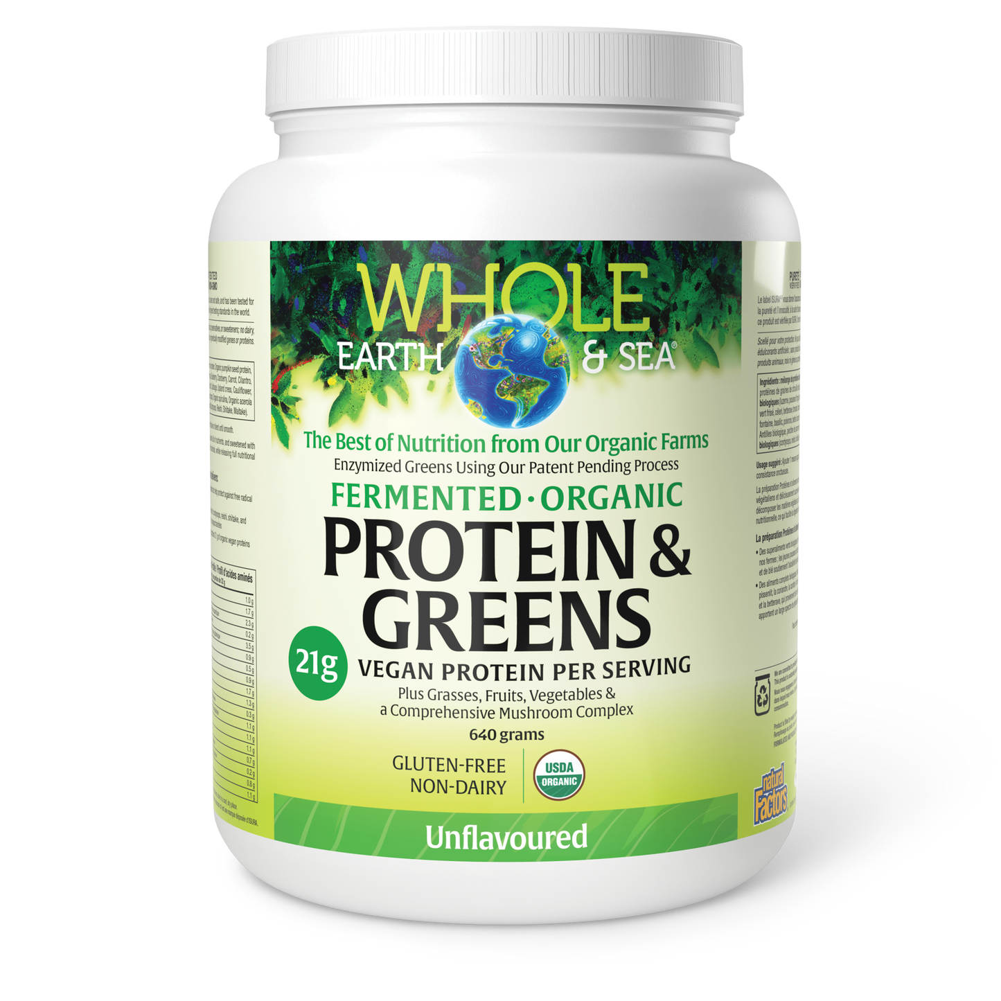 Whole Earth & Sea® Fermented Organic Protein & Greens 640 g Powder Unflavoured