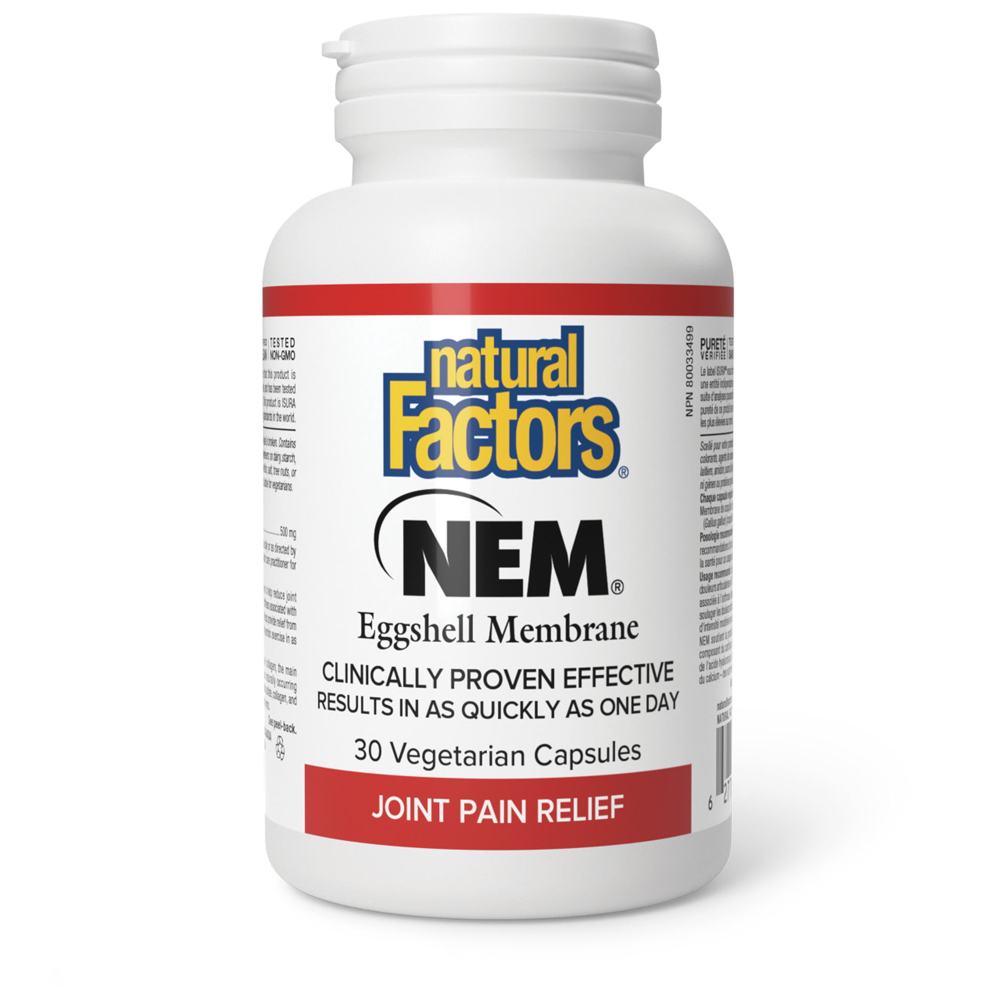 Natural Factors NEM® Eggshell Membrane 500 mg 30 Vegetarian Capsules