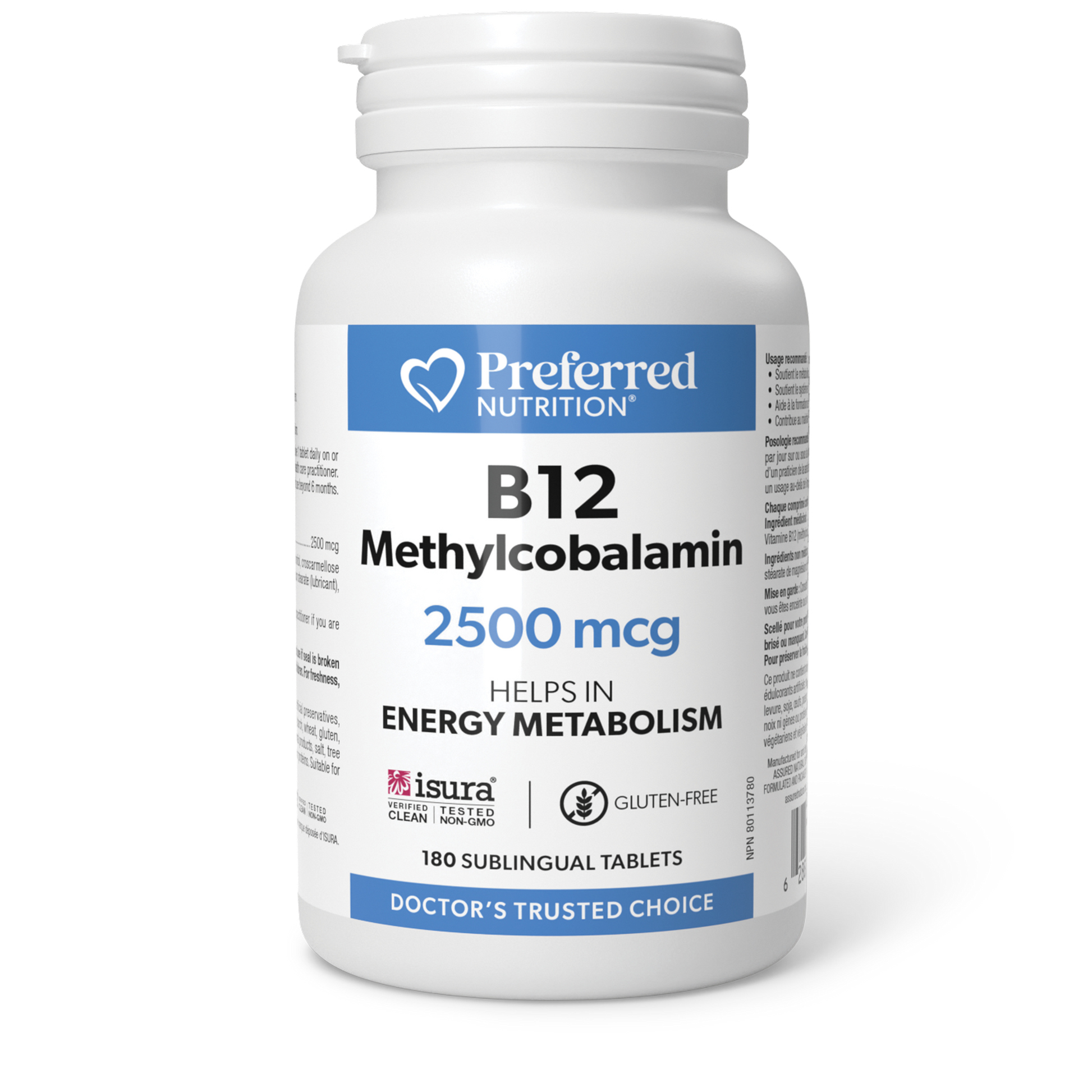 Preferred Nutrition® B12 Methylcobalamin 2500 mcg 180 Sublingual Tablets