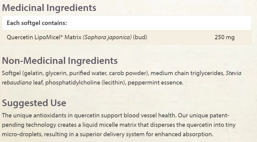 Quercetin Lipomicel 250mg- 60 Softgels