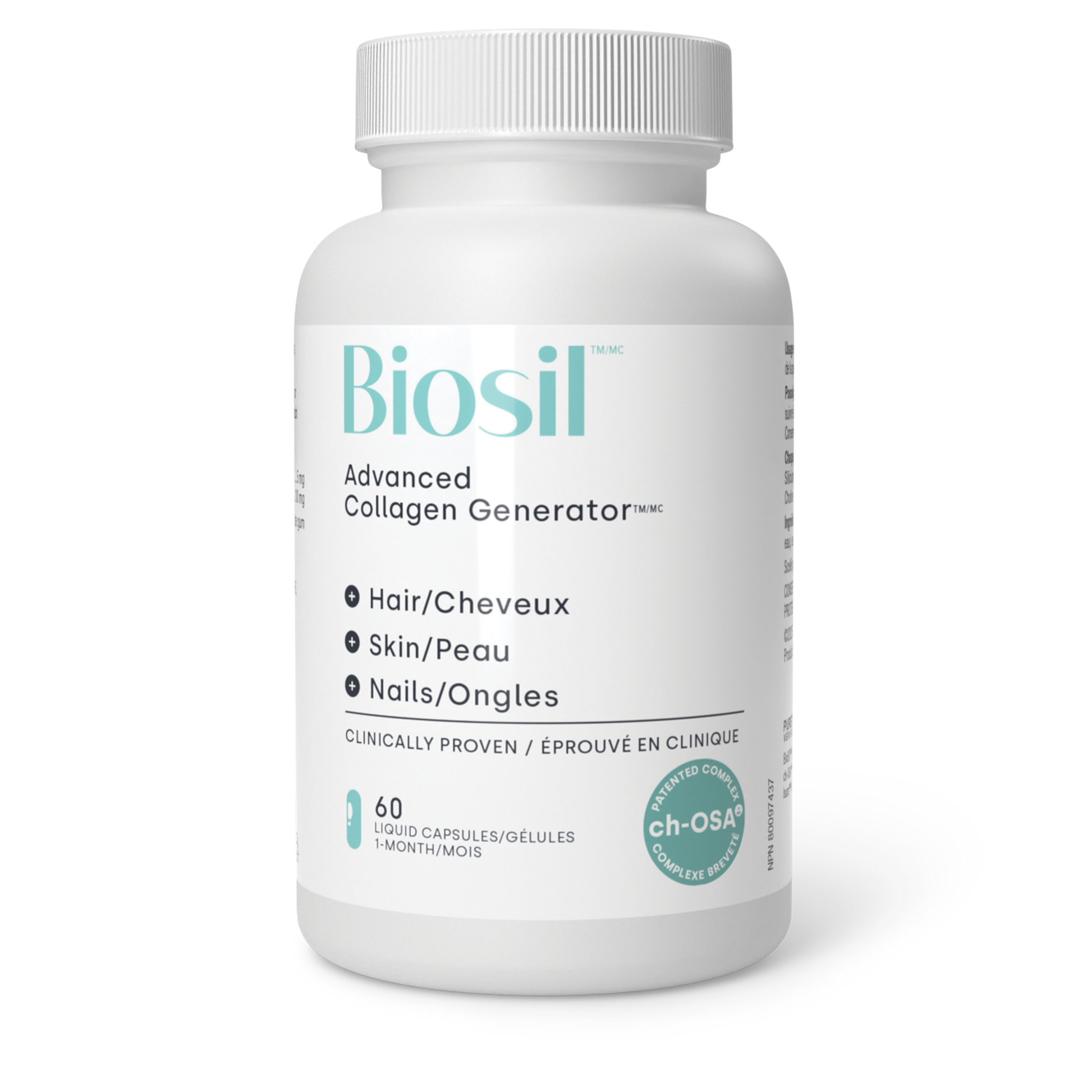 BioSil™ Advanced Collagen Generator Hair • Skin • Nails 60 Small Vegan Liquid Capsules