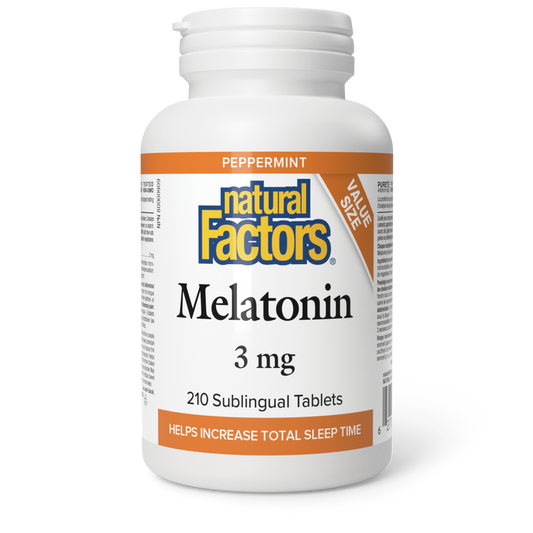 Natural Factors Melatonin 3 mg 210 Sublingual Tablets Peppermint
