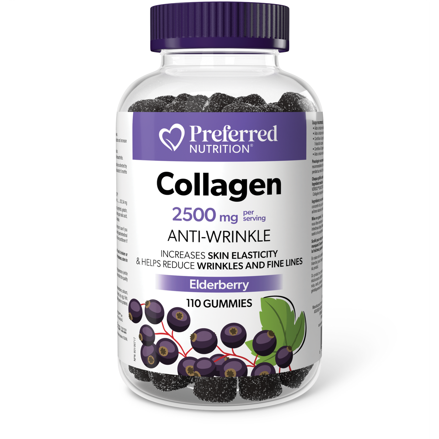 Preferred Nutrition® Collagen 2500 mg 110 Gummies Elderberry