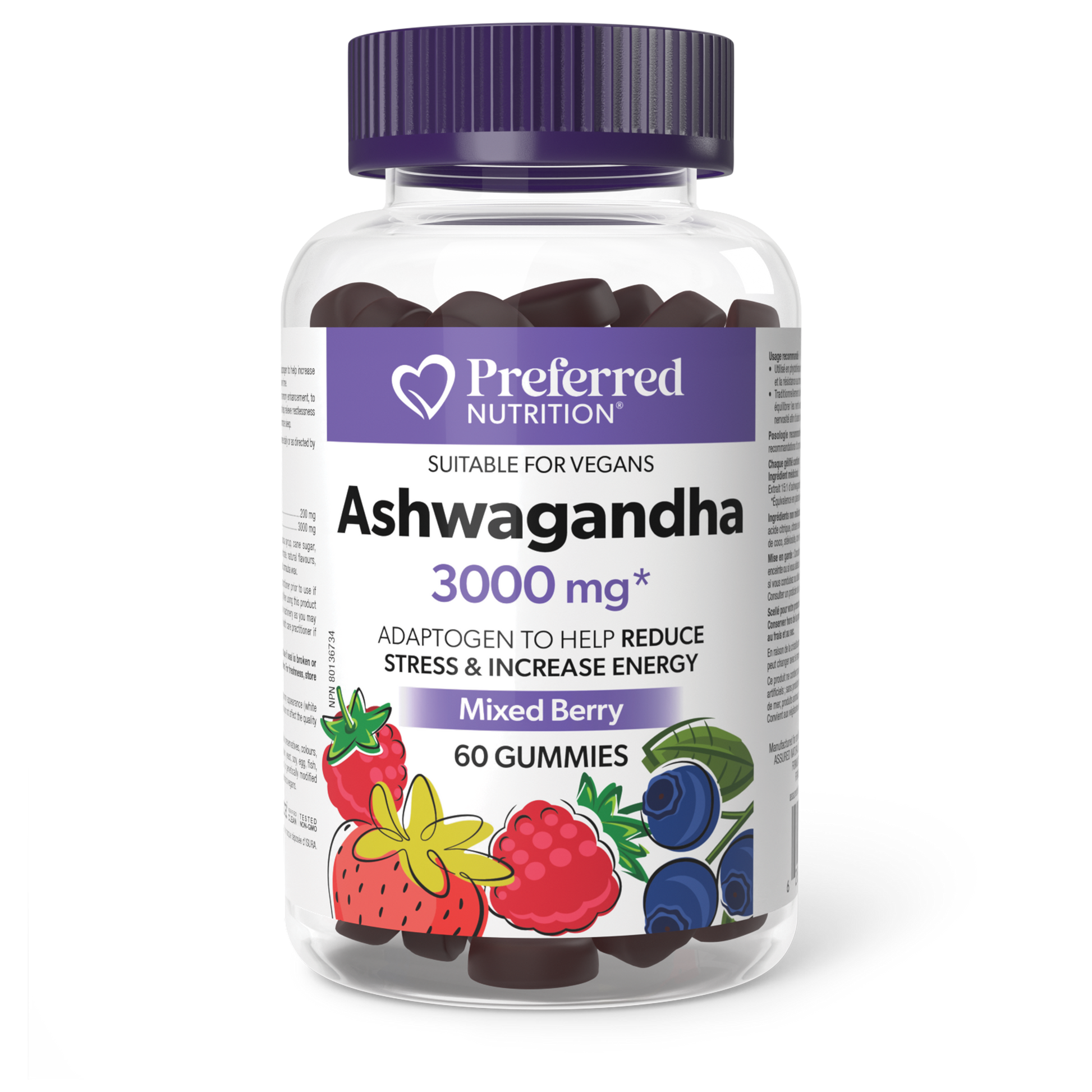 Preferred Nutrition® Ashwagandha 3000 mg 60 Gummies Mixed Berry