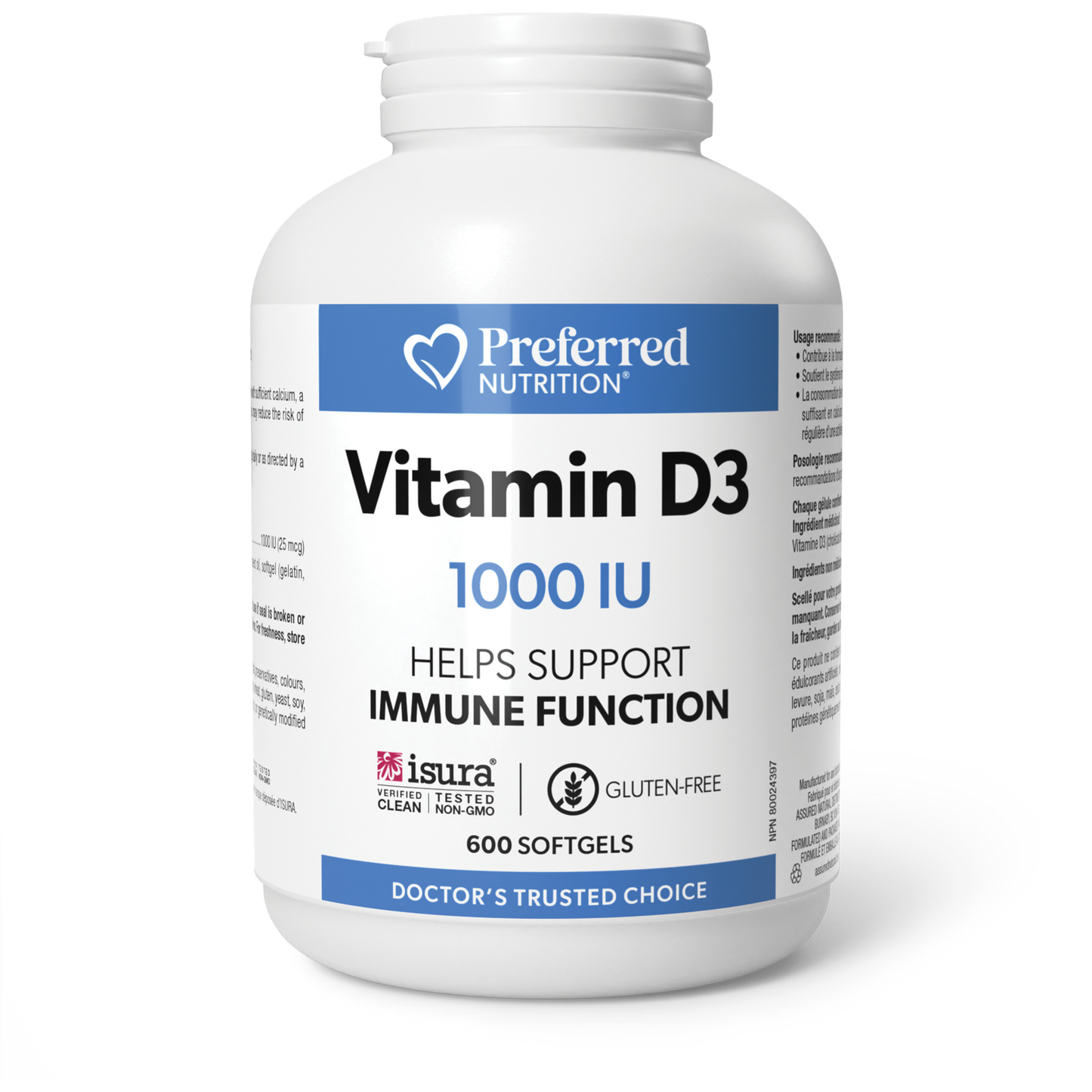 Preferred Nutrition® Vitamin D3 1000 IU 600 Softgels
