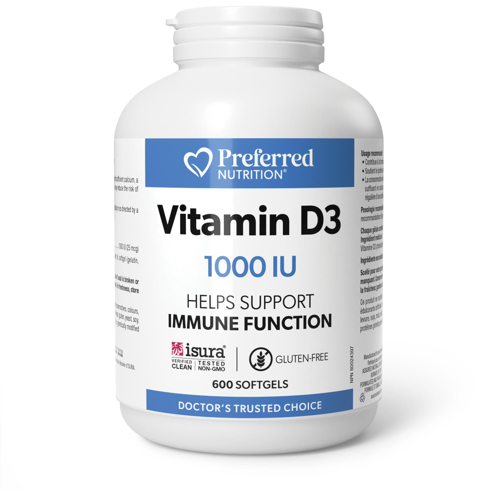 Preferred Nutrition® Vitamin D3 1000 IU 600 Softgels