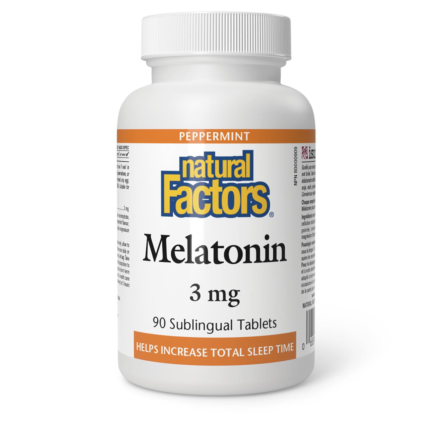 Natural Factors Melatonin 3 mg 90 Sublingual Tablets Peppermint