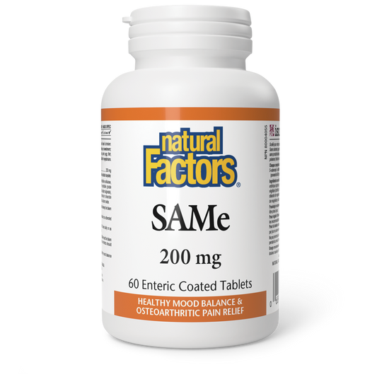 Natural Factors SAMe 200 mg 60 Enteric Coated Tablets