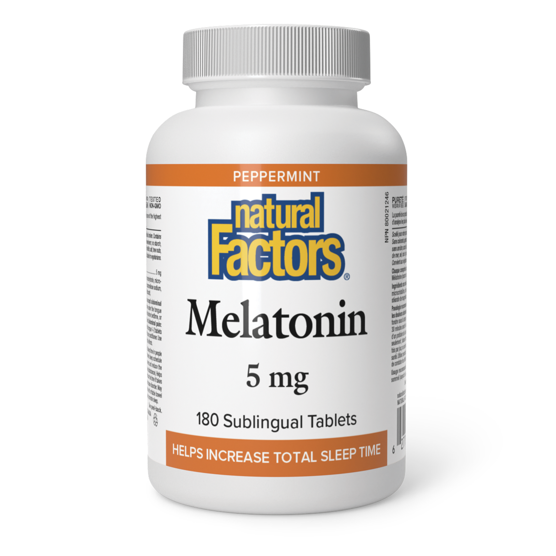 Natural Factors Melatonin 5 mg 180 Sublingual Tablets Peppermint
