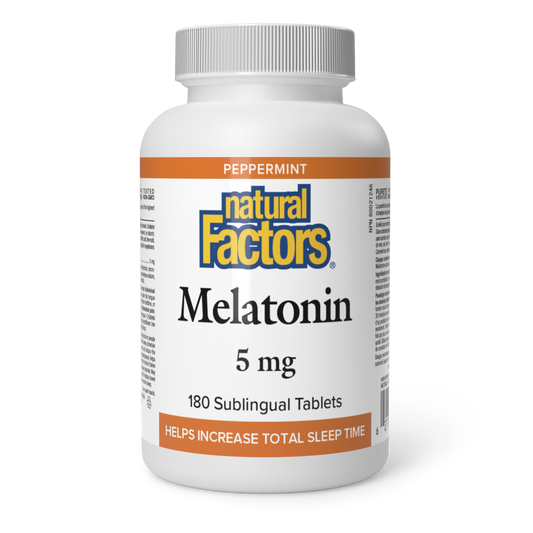 Natural Factors Melatonin 5 mg 180 Sublingual Tablets Peppermint