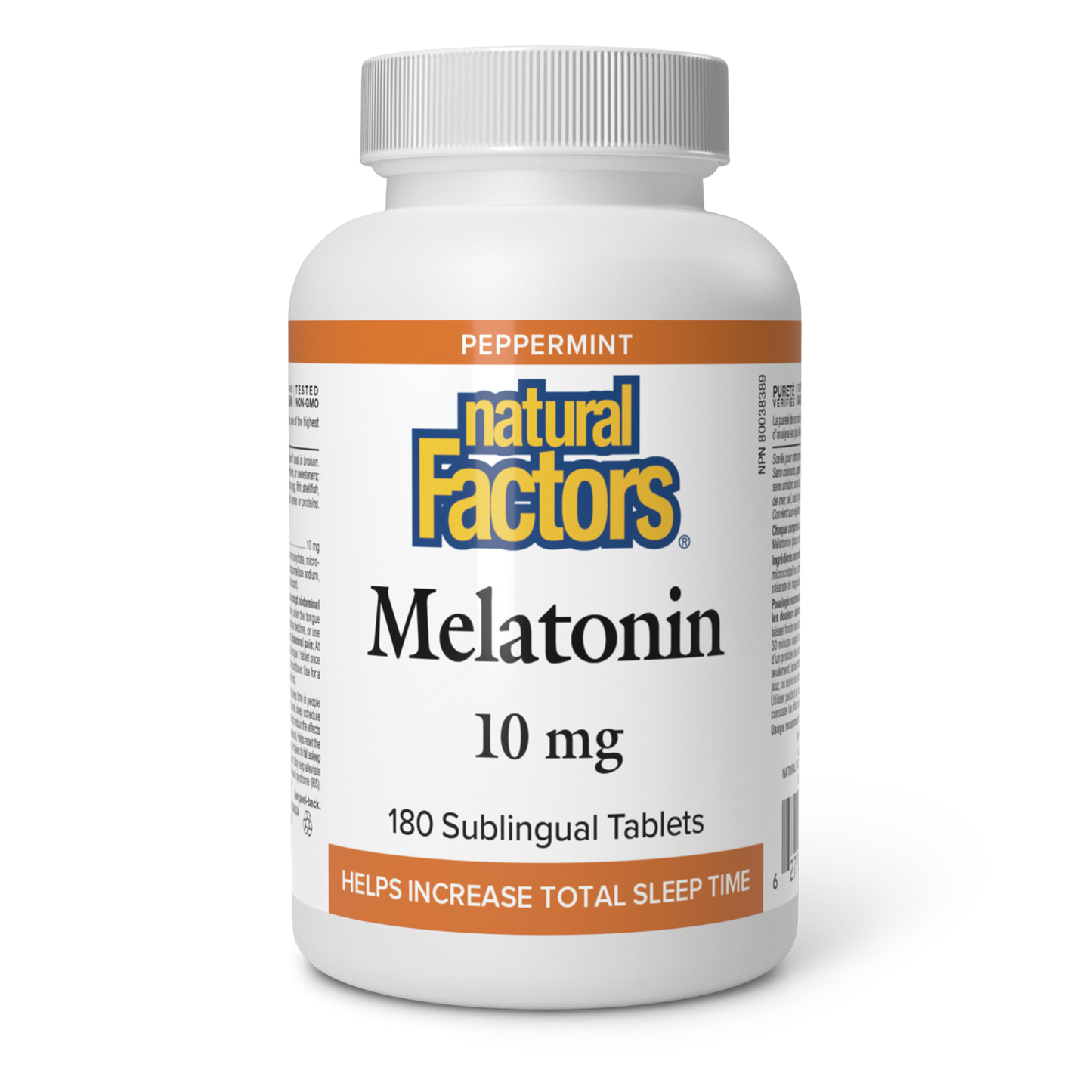 Natural Factors Melatonin 10 mg 180 Sublingual Tablets Peppermint