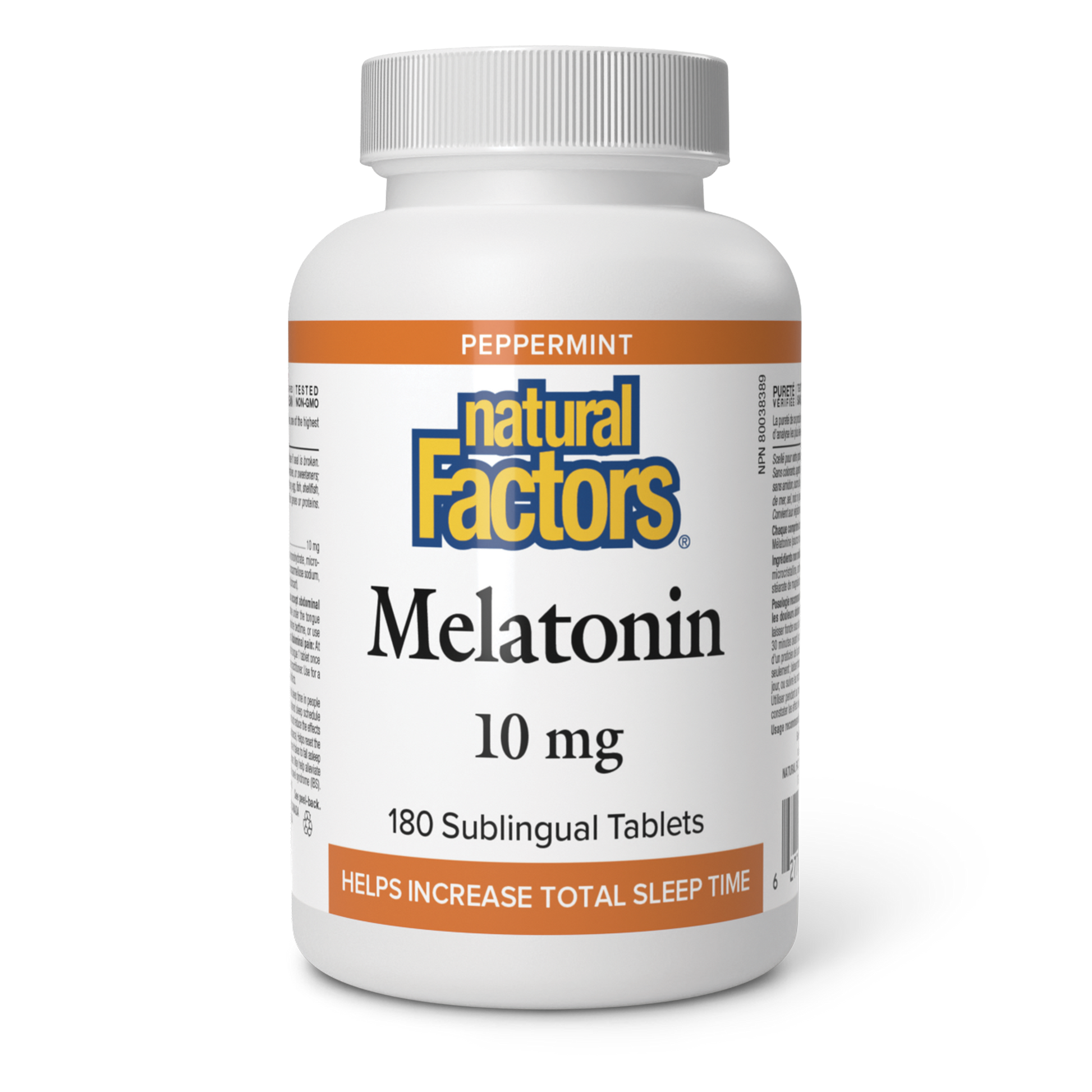 Natural Factors Melatonin 10 mg 180 Sublingual Tablets Peppermint