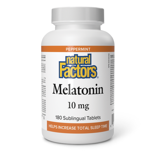 Natural Factors Melatonin 10 mg 180 Sublingual Tablets Peppermint