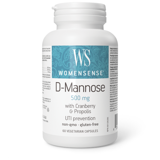 WomenSense® D-Mannose with Cranberry & Propolis 500 mg 60 Vegetarian Capsules