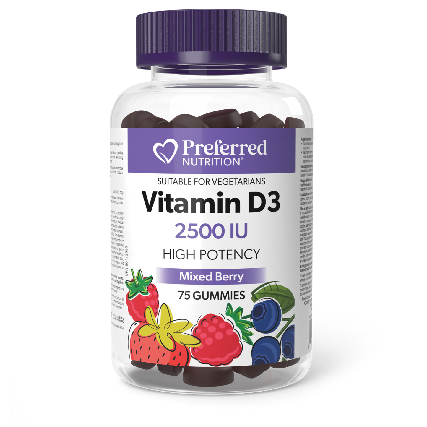 Preferred Nutrition® Vitamin D3 2500 IU 75 Gummies Mixed Berry