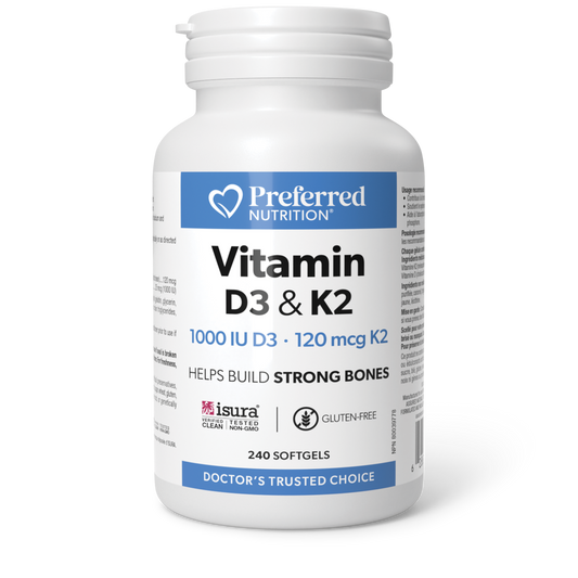 Preferred Nutrition® Vitamin D3 & K2 1000 IU • 120 mcg 240 Softgels