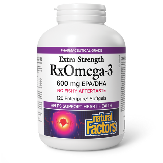 Natural Factors RxOmega-3 Extra Strength 600 mg 120 Enteripure® Softgels