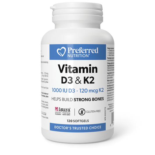 Preferred Nutrition® Vitamin D3 & K2 1000 IU • 120 mcg 120 Softgels