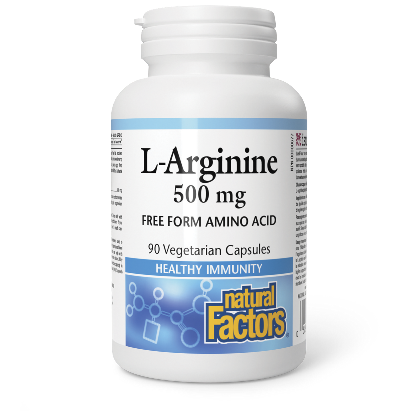 Natural Factors L-Arginine 500 mg 90 Vegetarian Capsules