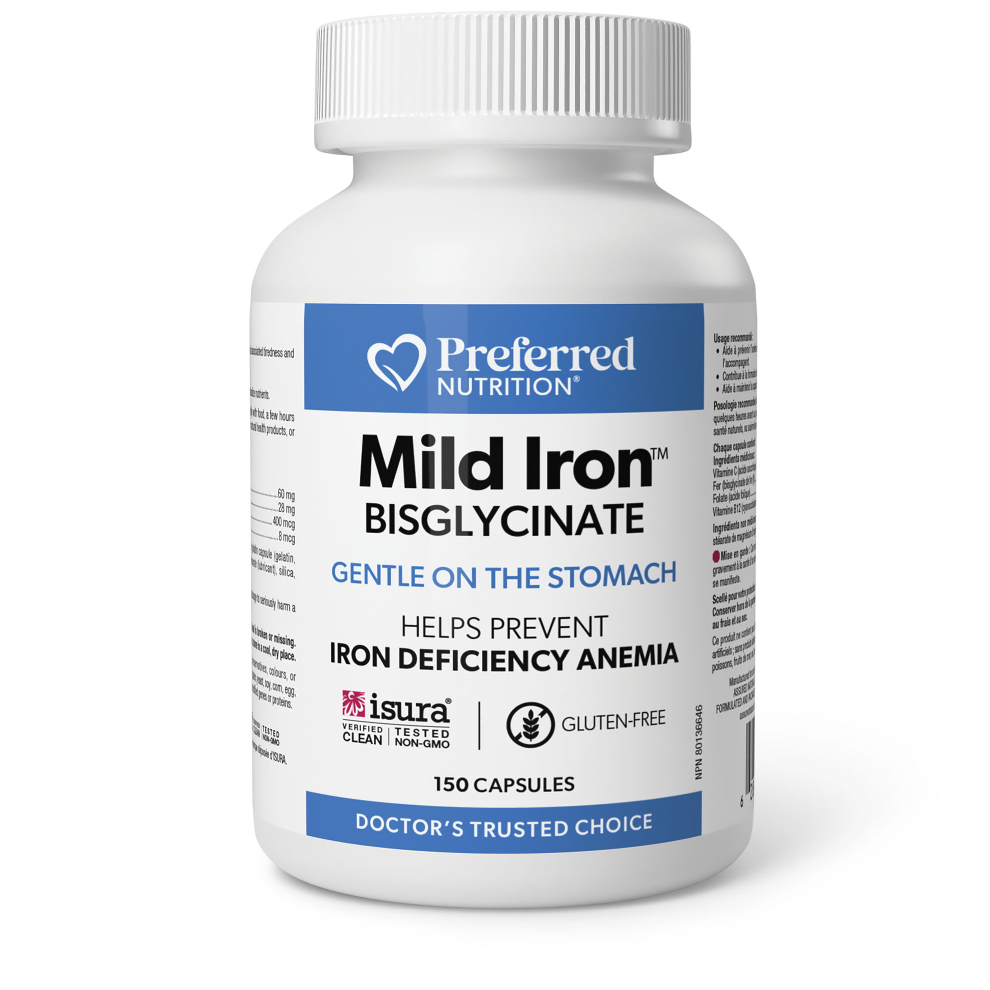 Preferred Nutrition® Mild Iron Bisglycinate 150 Capsules