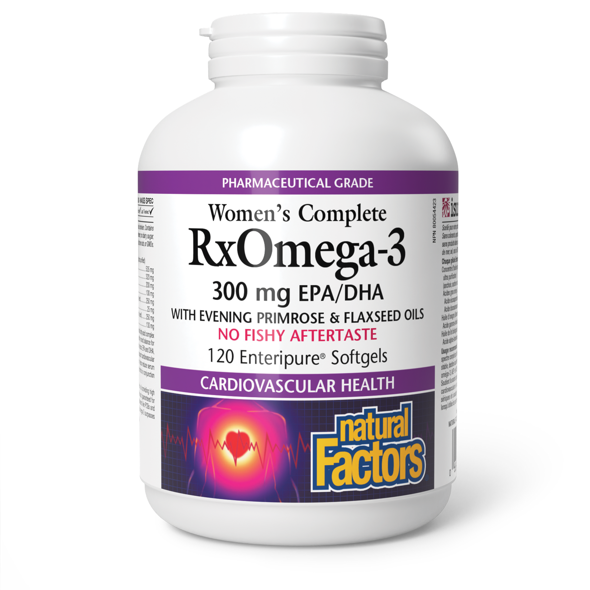 Natural Factors Women's Complete RxOmega-3 With Evening Primrose & Flaxseed Oils 300 mg EPA/DHA 120 Enteripure® Softgels