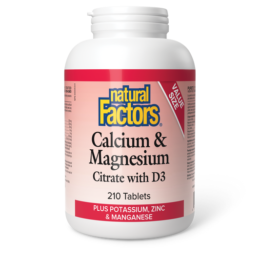 Natural Factors Calcium & Magnesium Citrate with D3 Plus Potassium, Zinc & Manganese 210 Tablets